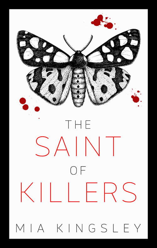 Eine Motte und Blutstropfen auf dem Cover zu The Saint Of Killers